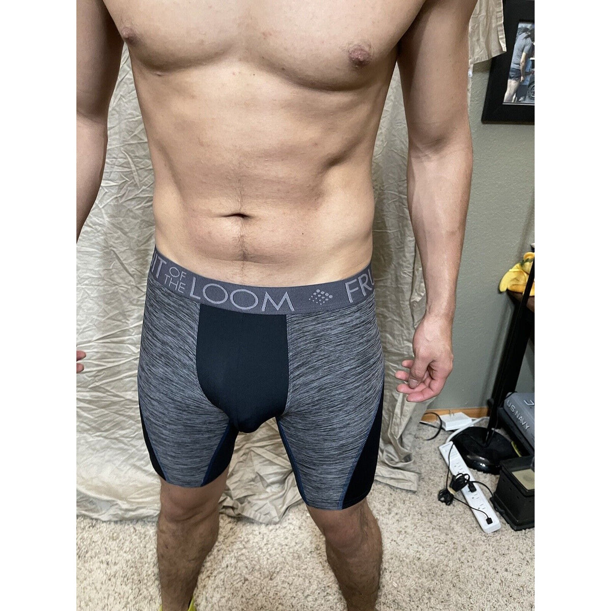men's fruit of the loom black And Gray compression boxer shorts breathable  S