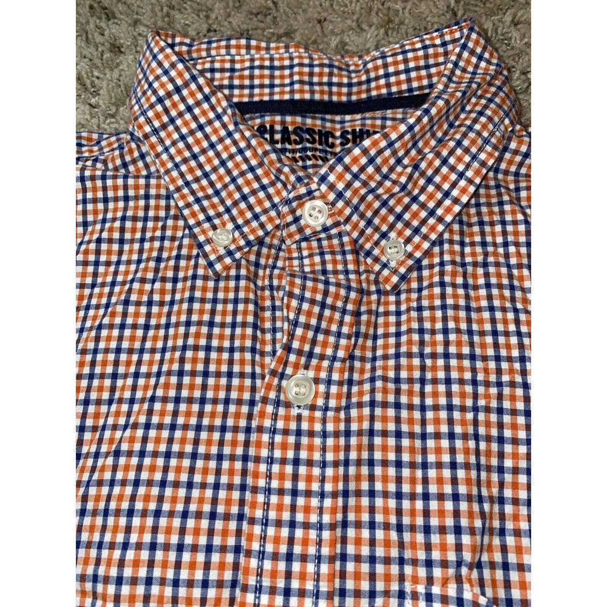Men's Old Navy 'The Classic Shirt' Checked (blue + orange) Large Long Sleeves