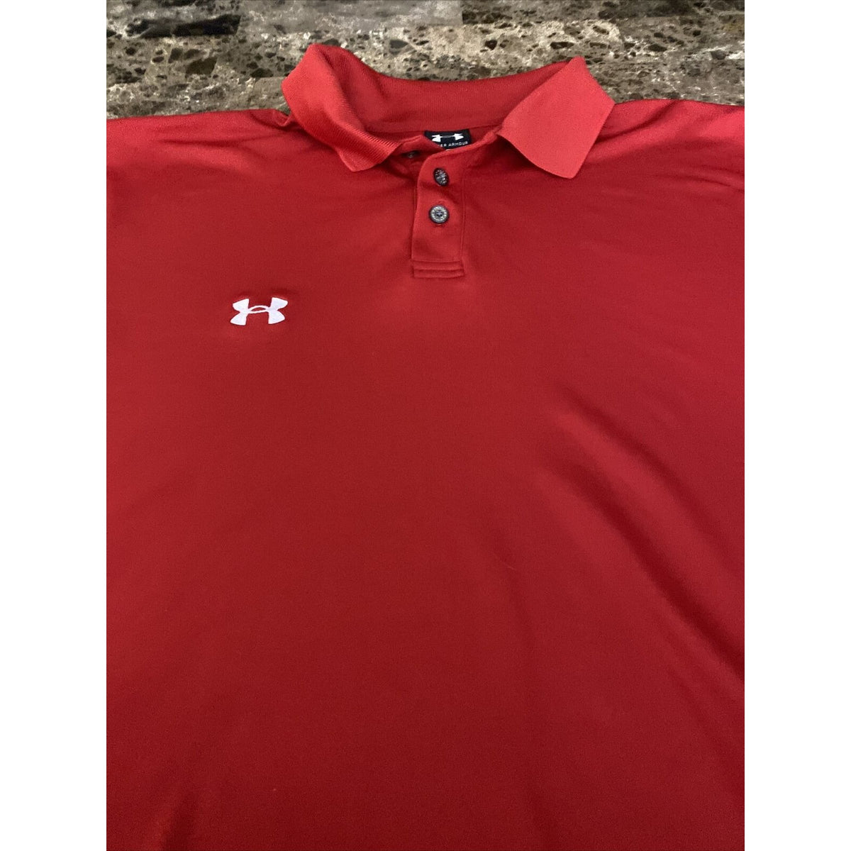 Under Armour Men’s Large Red Polyester Stretch  Golf Polo Shirt