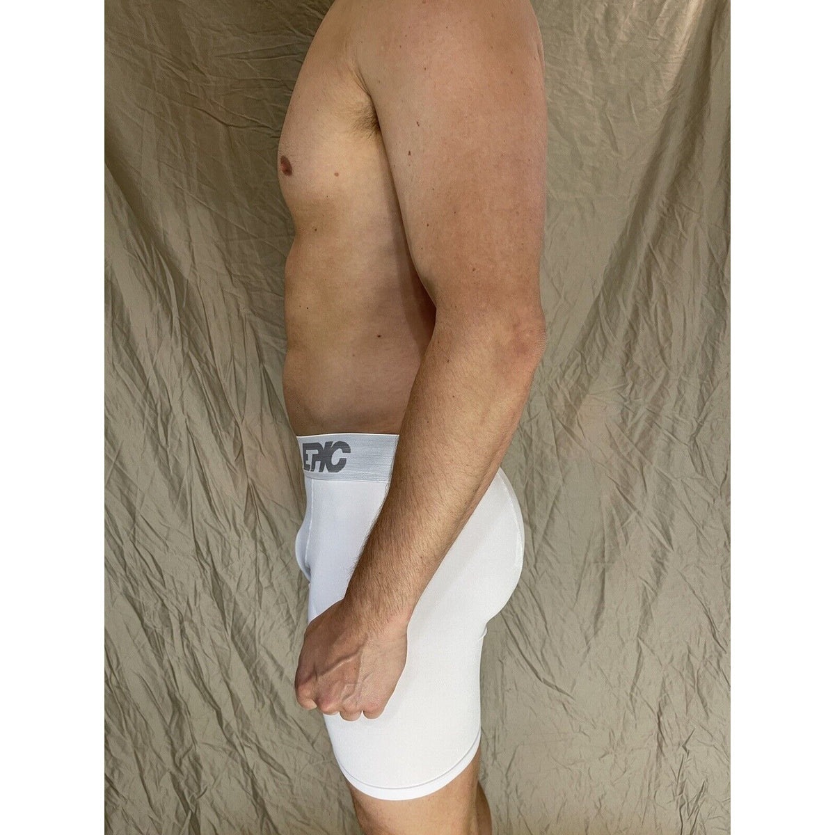 men's epic stretch white epicool compression shorts Small