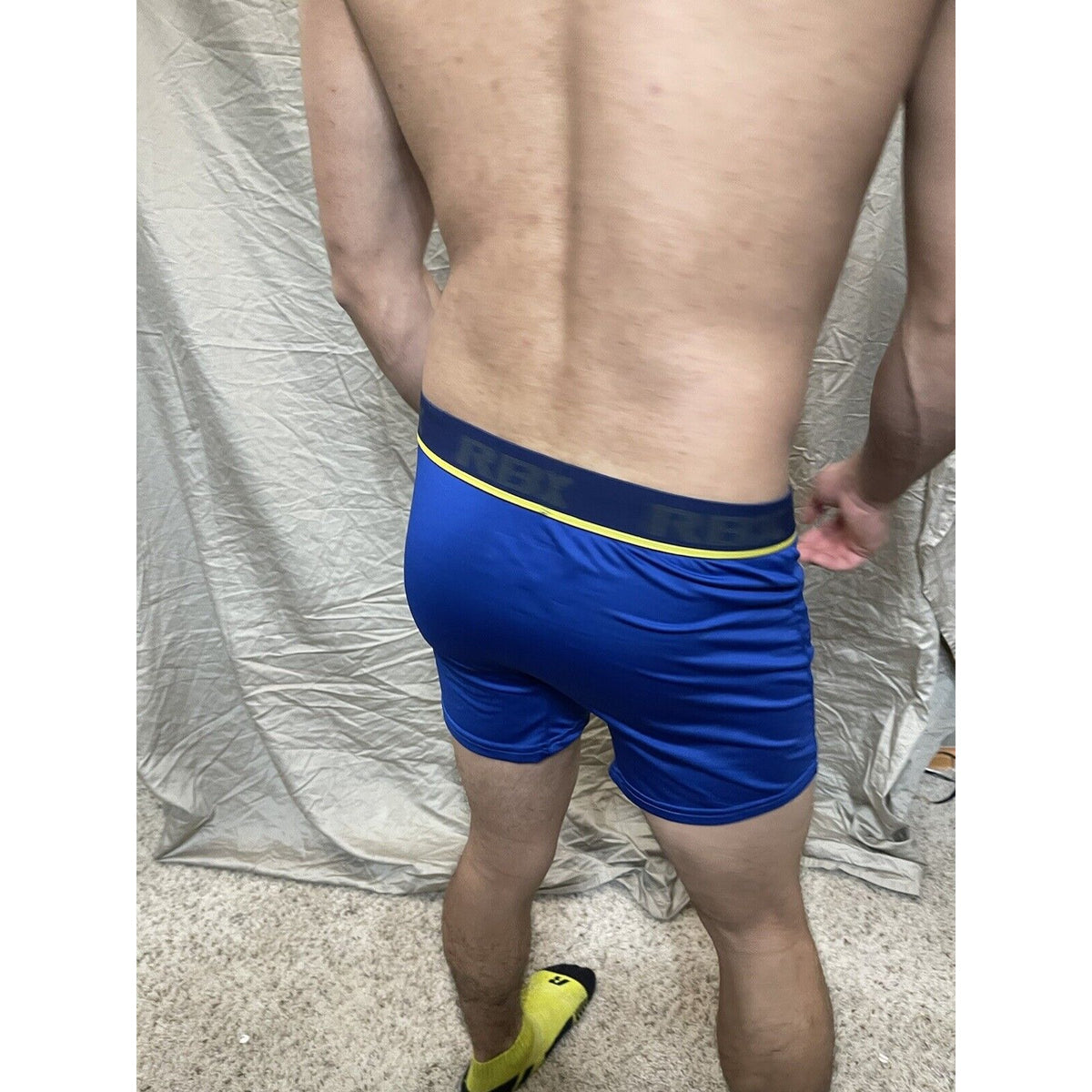 Men's RBX active polyester spandex royal blue compression boxer shorts