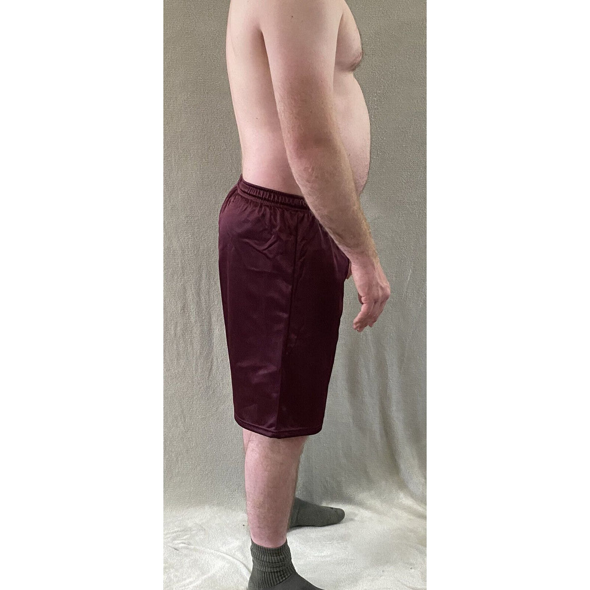 Soffe Men’s Large Burgundy Basketball Training Polyester Mesh Shorts