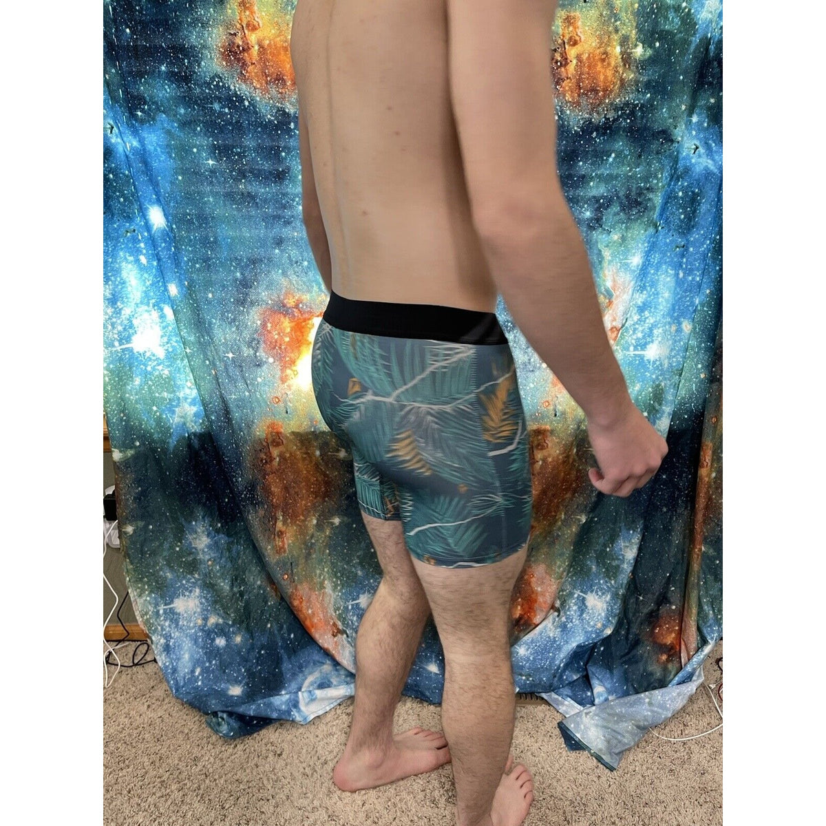 Men's volcom large tropical leaves compression shorts