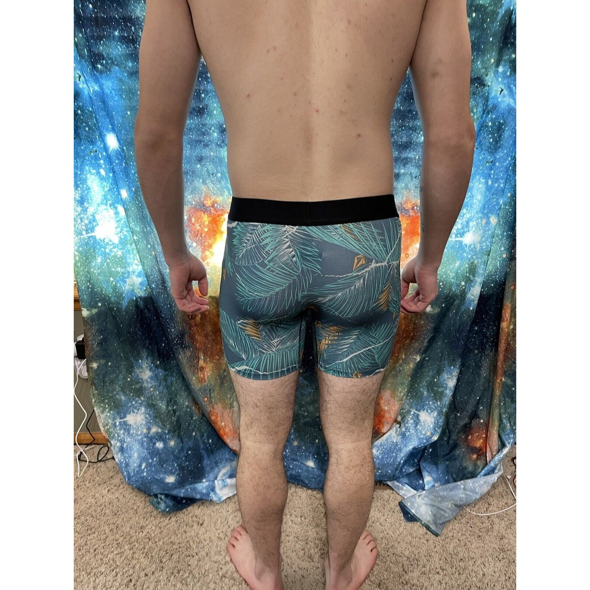 Men's volcom large tropical leaves compression shorts