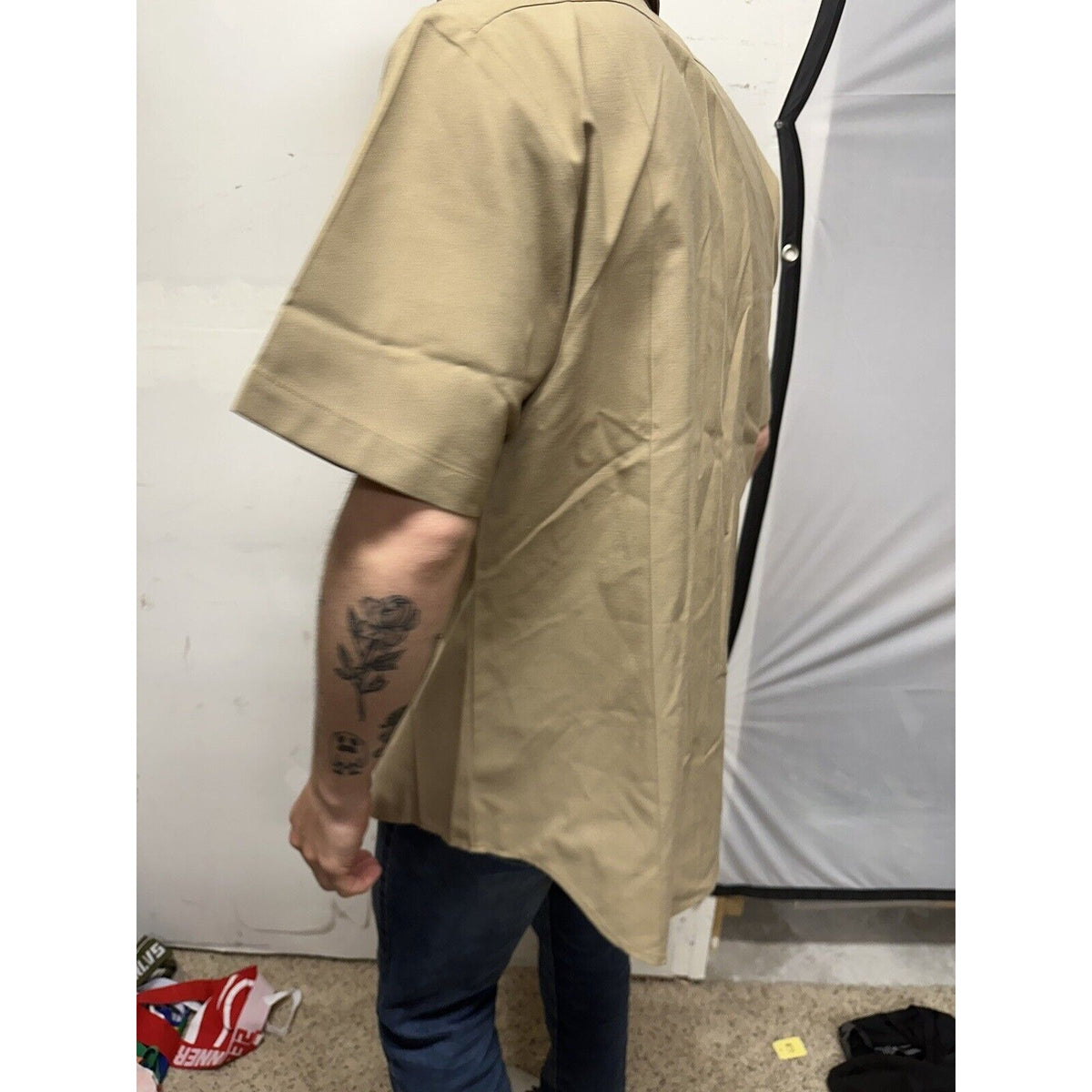 Men’s Military Usmc Flying Cross Large Button Up Uniform Khaki Shirt