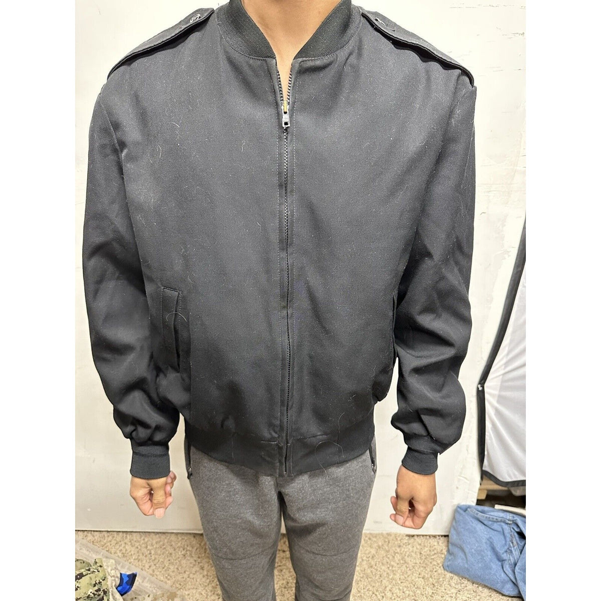 Men’s black Neptune garment company size 46 insulate lining military jacket