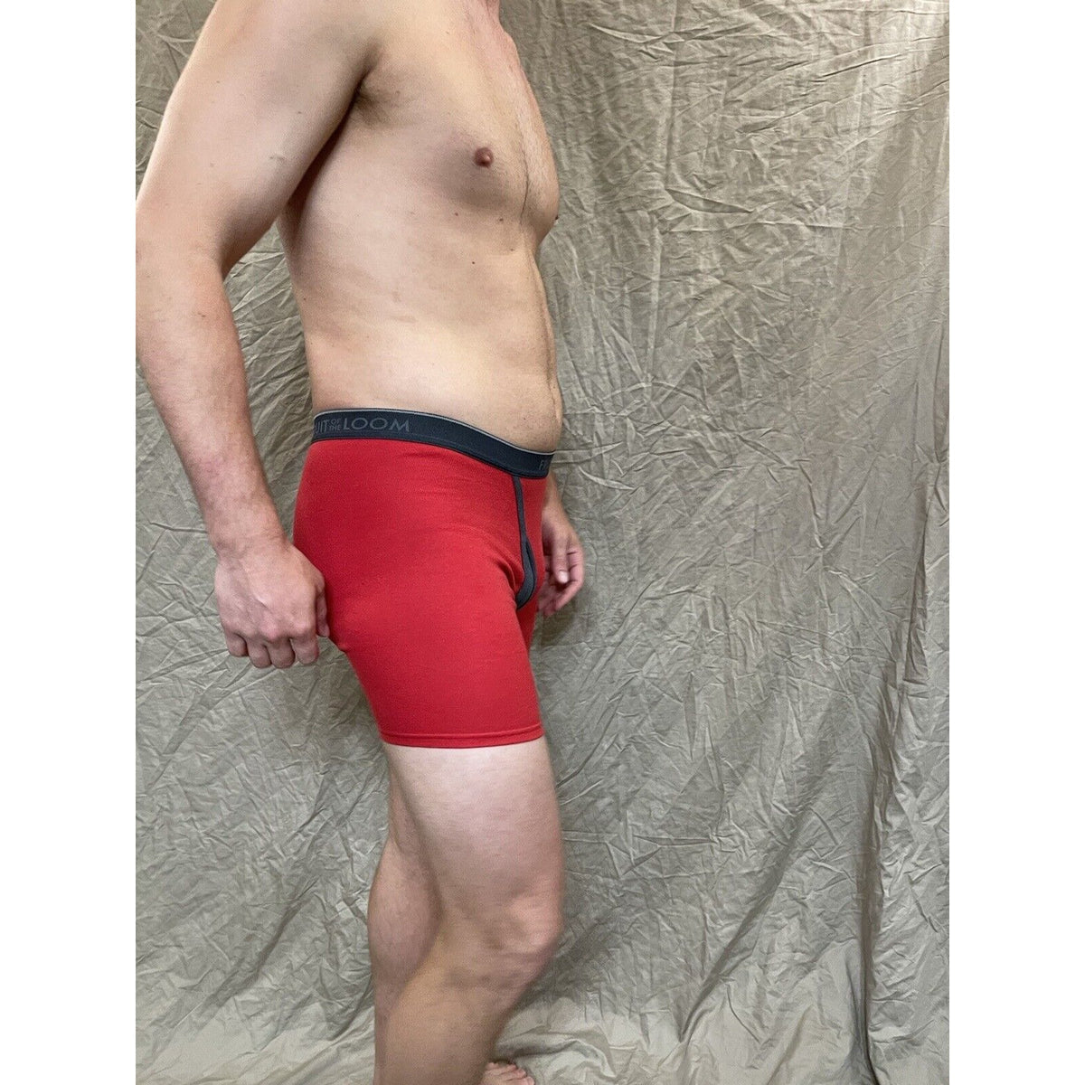 men's red  fruit of the loom cotton boxer brief Small