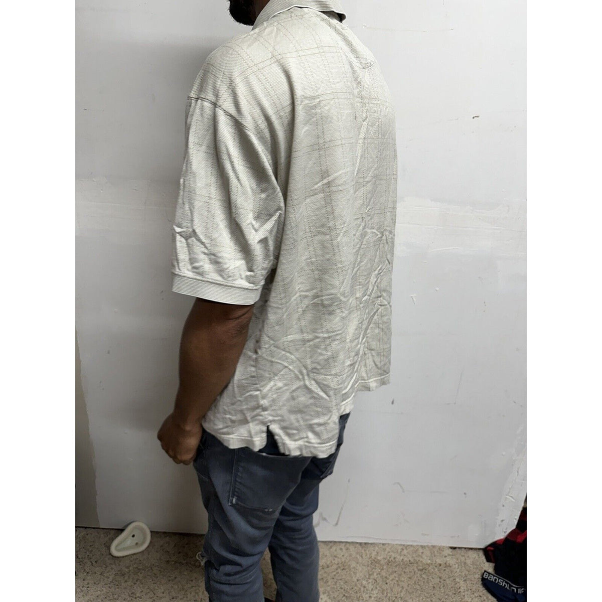 Men’s Beige Geoffrey Beene Large Polo Shirt Double mercerized