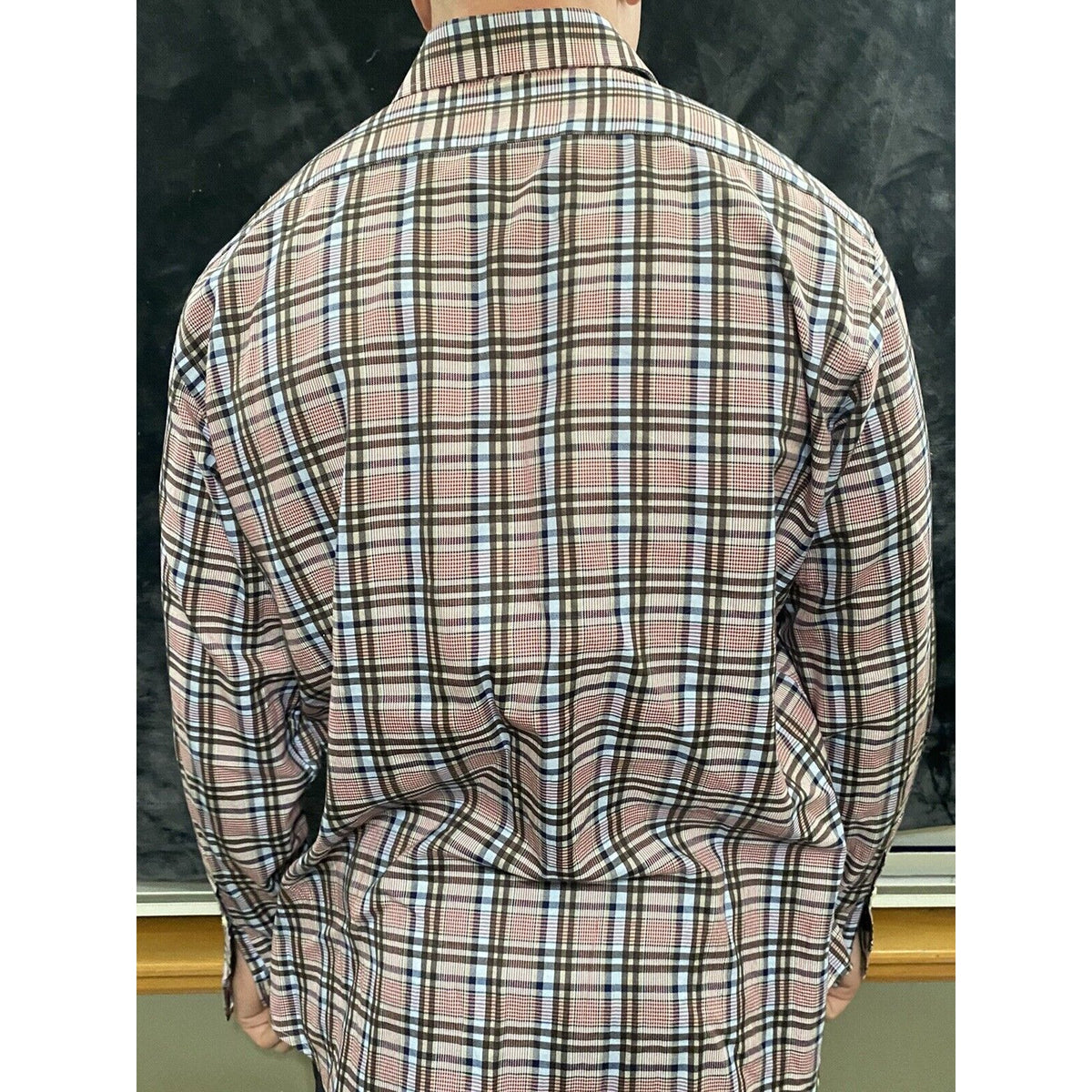 Thomas Dean Men’s Large Red / Pink Plaid Button-down  Long Sleeves