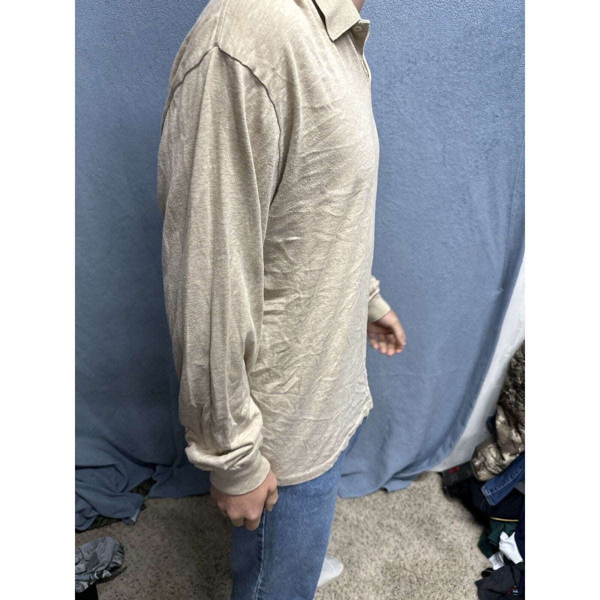 Men’s Tan Polo By Ralph Lauren Long Sleeve Large Long Sleeve Pullover Shirt