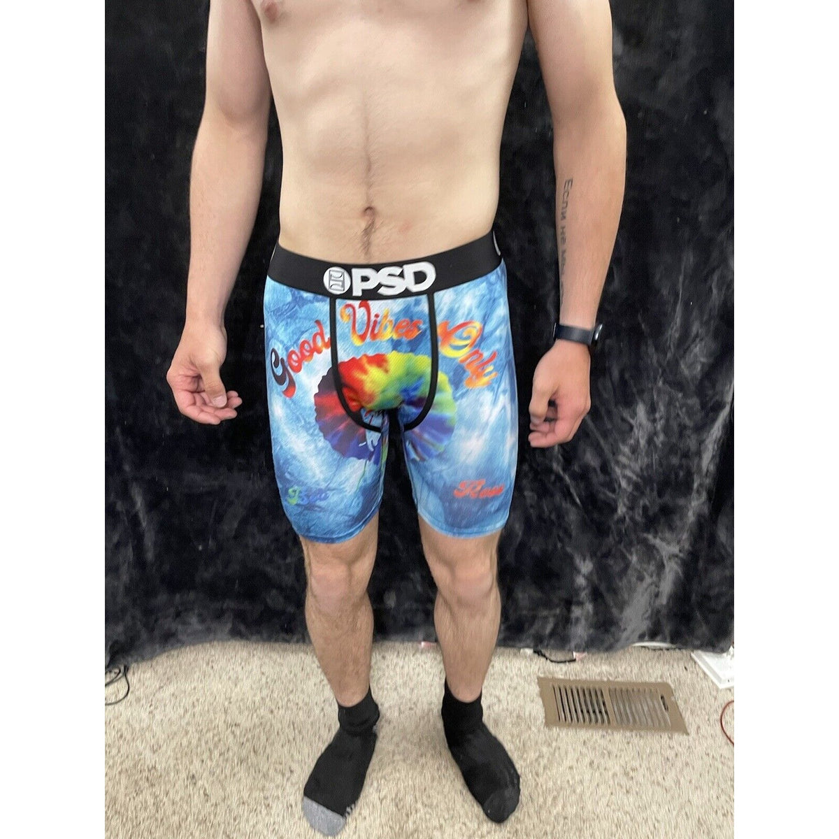 Men’s PSD Large Good Vibes Only Boxer Briefs Multicolor Bob Ross